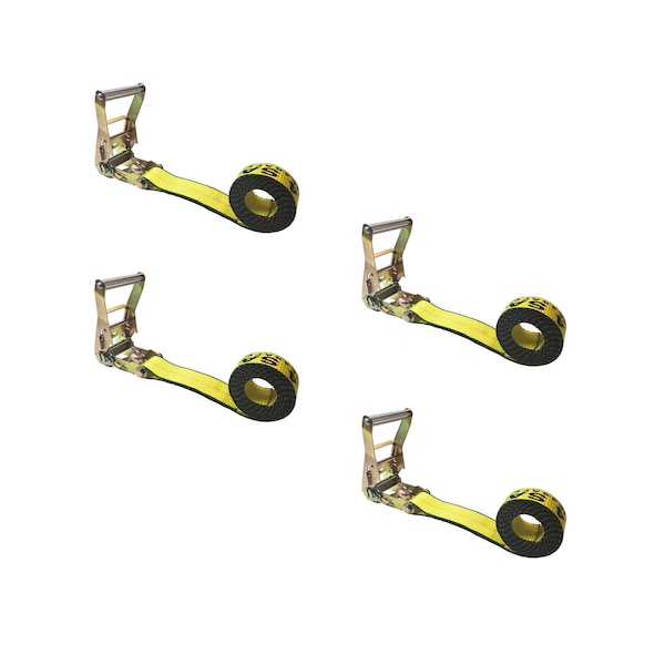Heavy Duty 2" x 20' Utility Endless Ratchet Tie Down Strap for Cargo Bundling Yellow, 4PK